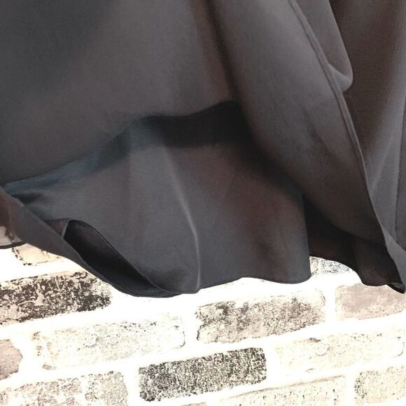 Ann Taylor 100% Silk Chiffon Embroidered 3/4 Sleeve Blouse Black Size 2 - Picture 8 of 10